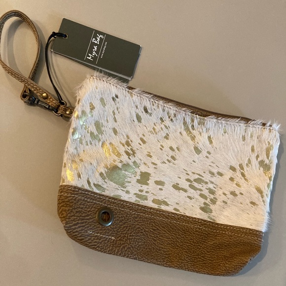 Myra Bag Handbags - Myra bag leather NWT cow print white and gold and tan